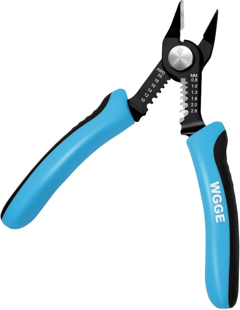 WGGE Wire Cutters Precision Flush Pliers with Supplementary Stripping, Cutting Pliers, Handy and Slim Diagonal Cutters, Ultra Sharp Wire Cutter, 10-20AWG wire stripper (6 inch) - Image 1